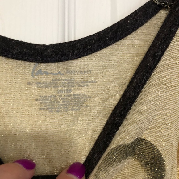 Lane Bryant Skulls Metallic Graphic Raglan Tee Sz 26/28 - Picture 4 of 7